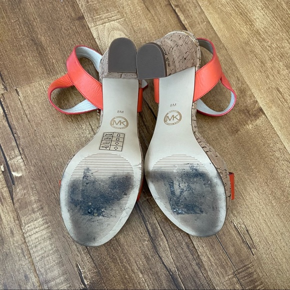 Michael Kors Orange Platform Cork Heel Sandals Size 8 - Picture 6 of 6